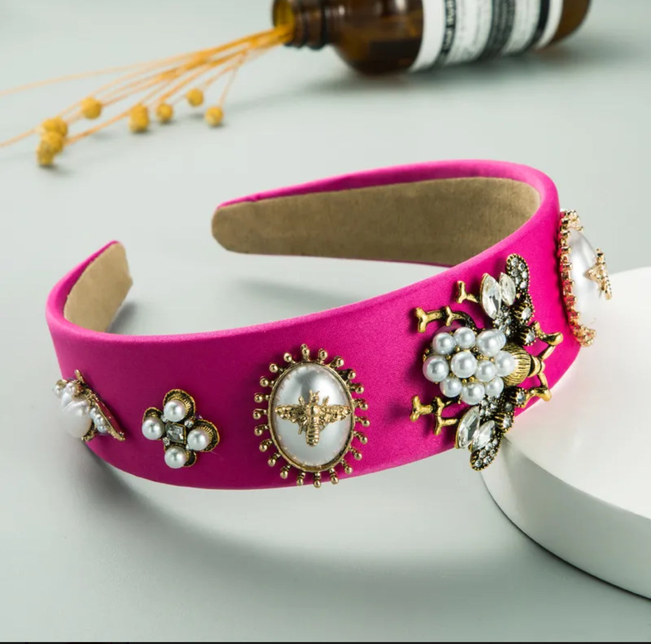 Luxury Bee Inlaid Rhinestone Headband Pearl Headband